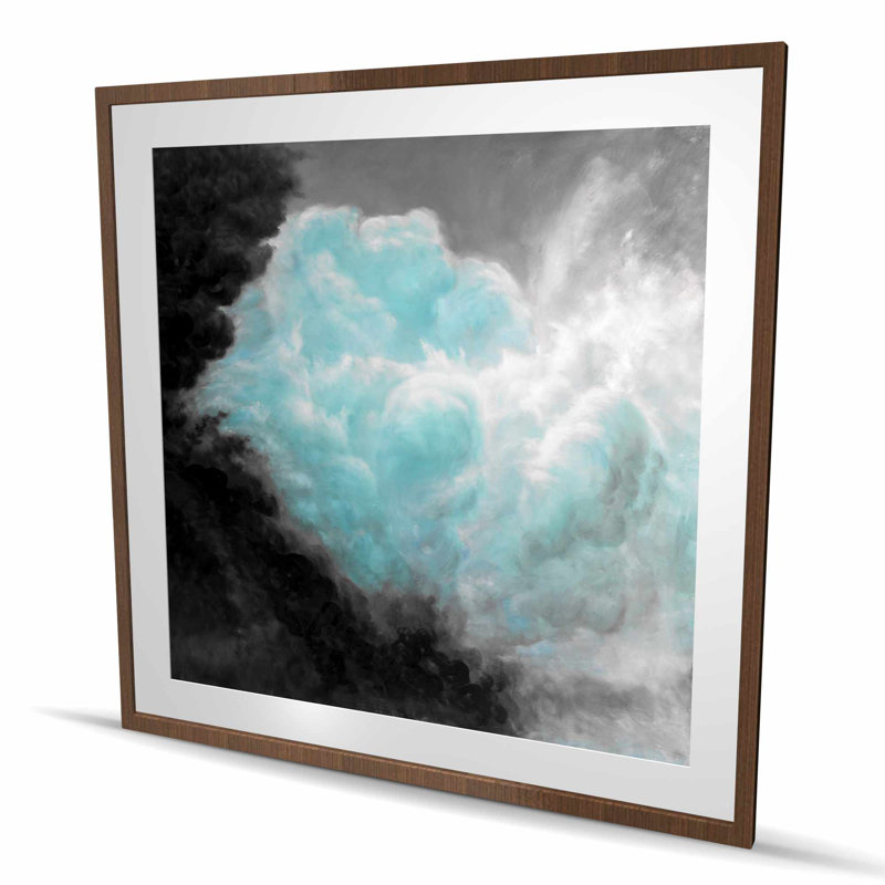 Turquoise Clouds - Framed Matted Print for Home Decor, Brown