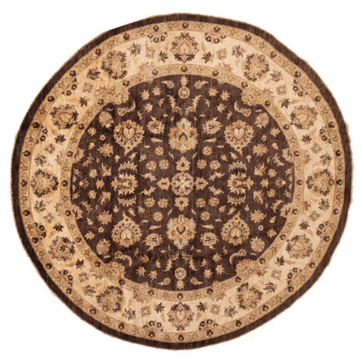 Tapis brun foncé Peshawar Oushak 9 pi 1 po x 9 pi 3 po