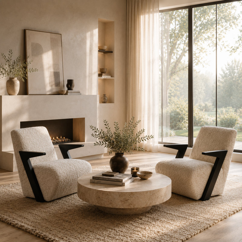 Fauteuil capitonné l 27,8 po Boucle, Blanc