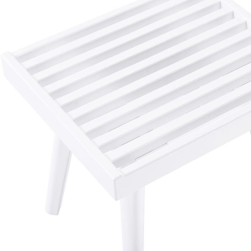 Banc en lattes de bois massif de 19 pouces de long en blanc - idéal pour la décoration de la maison, rehausse l'esthétique de n'importe quelle pièce
