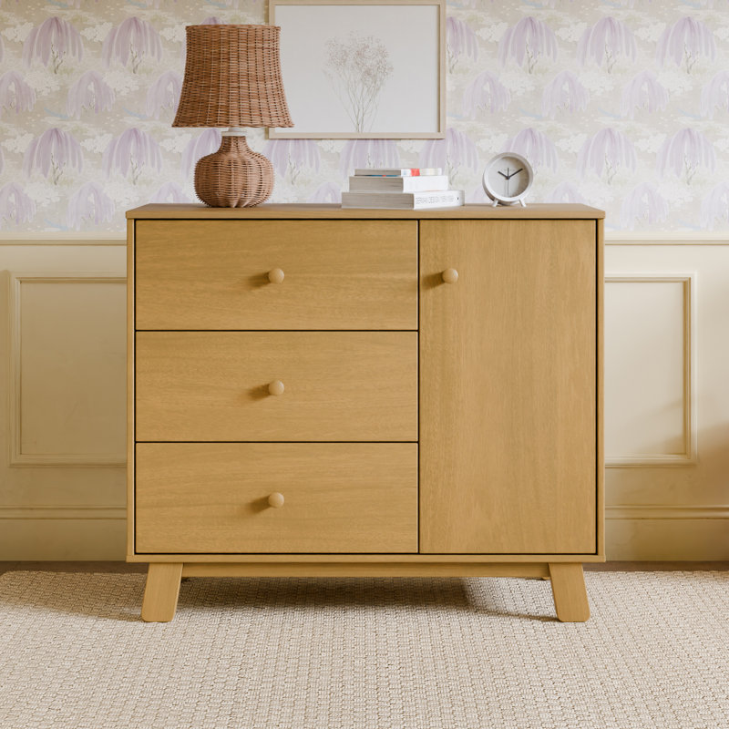 Hudson Modern 3-Drawer Dresser, Natural Walnut