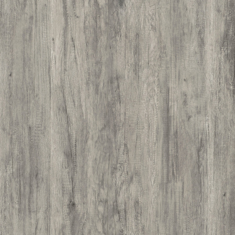 Bureau d'ordinateur en forme de L, style bois flotté gris, avec cinq étagères à l'aspect vieilli, idéal pour un bureau au charme rustique côtier.