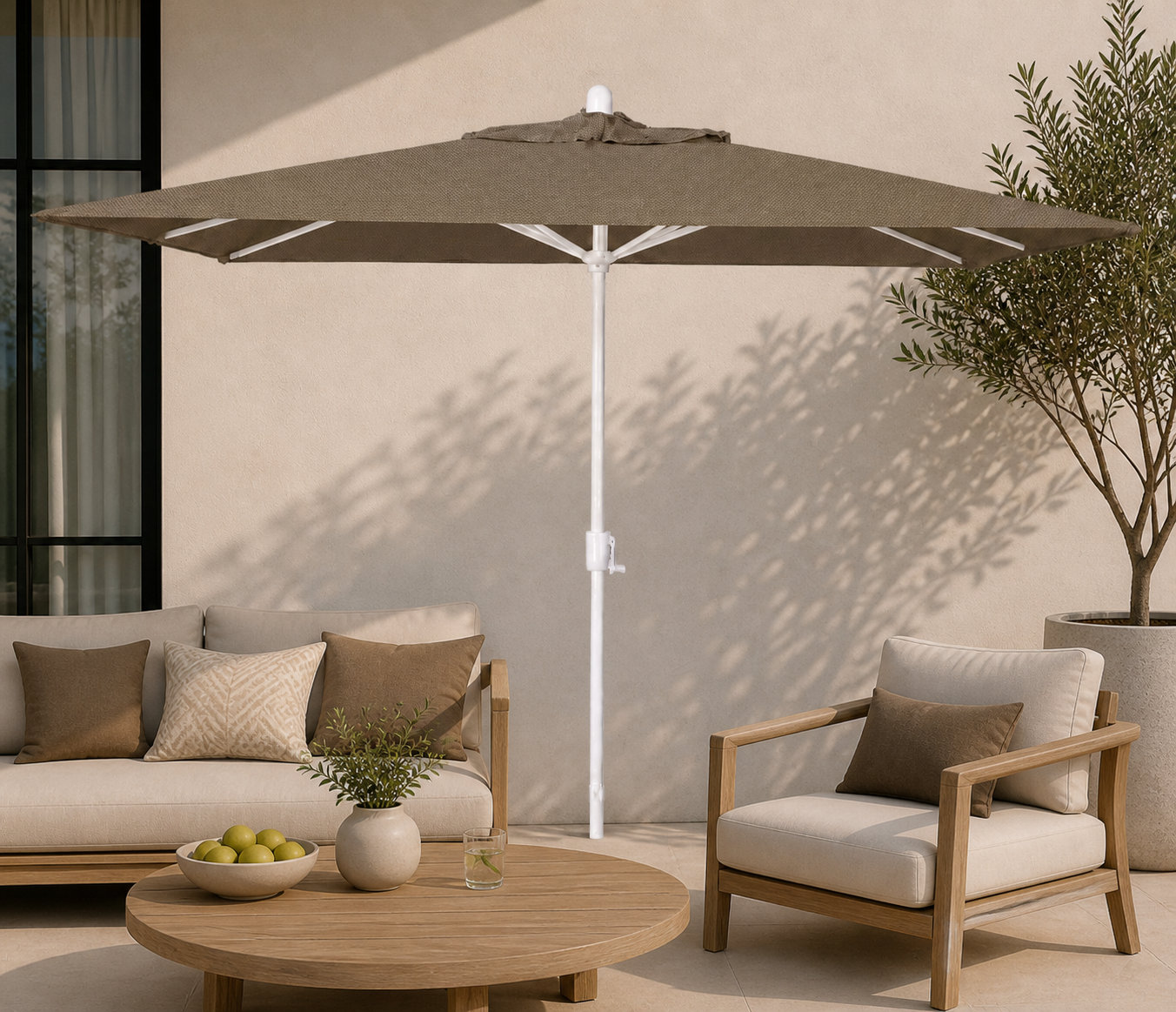Olivier 9.7' Umbrella, White Sand, Canvas Taupe Sunbrella® Canvas