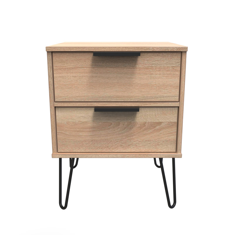 Turah 2 Drawer Bedside Cabinet (Ready Assembled), Bardolino Oak