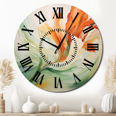 Horloge murale verte à pétales verts - Botanicals abstraits