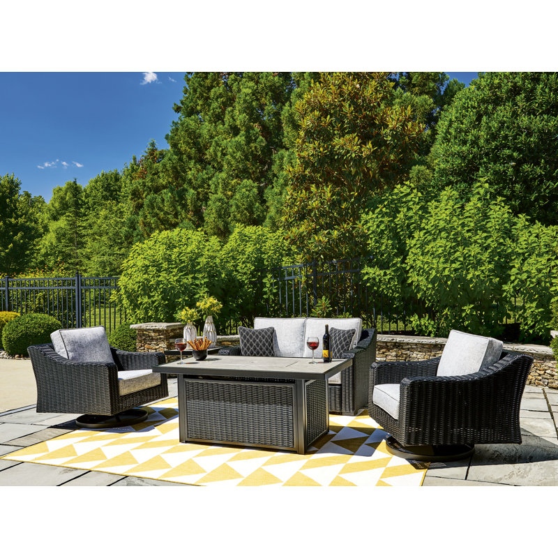 Table de foyer d'extérieur en aluminium avec couvercle Friedsam H 25,13 po x l 58 po