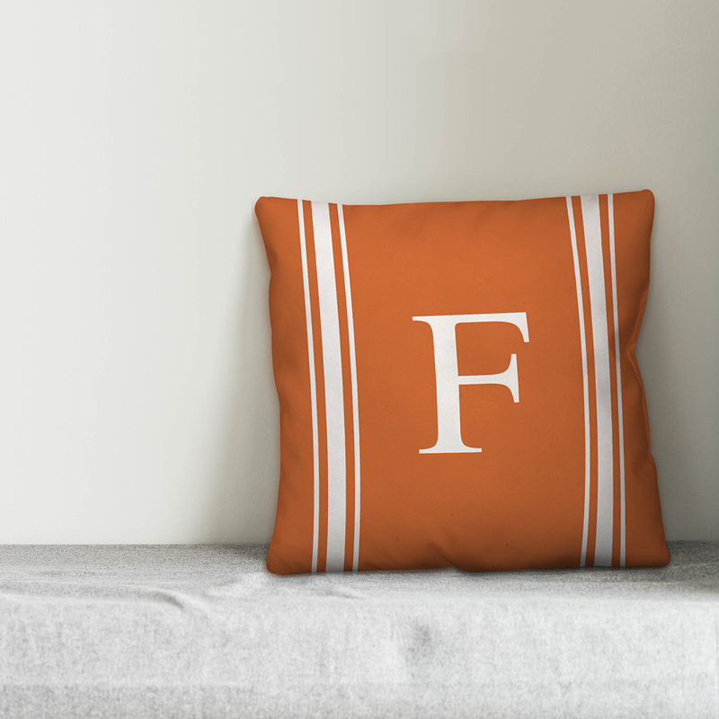 Striped Throw Pillow, F, Orange