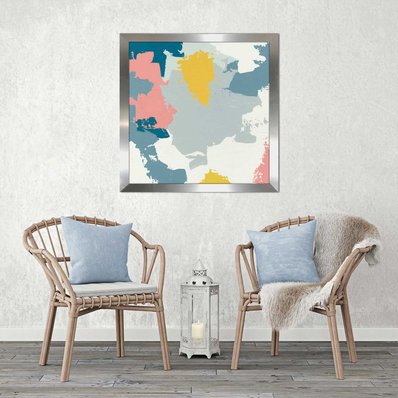 «Happy I», reproduction sur toile, H 21,5 po x l 21,5 po x P 0,75 po, Encadrement argenté