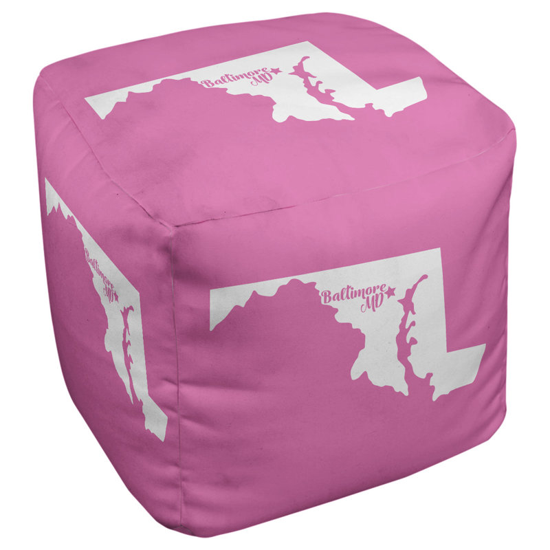 Upholstered Ottoman, Pink