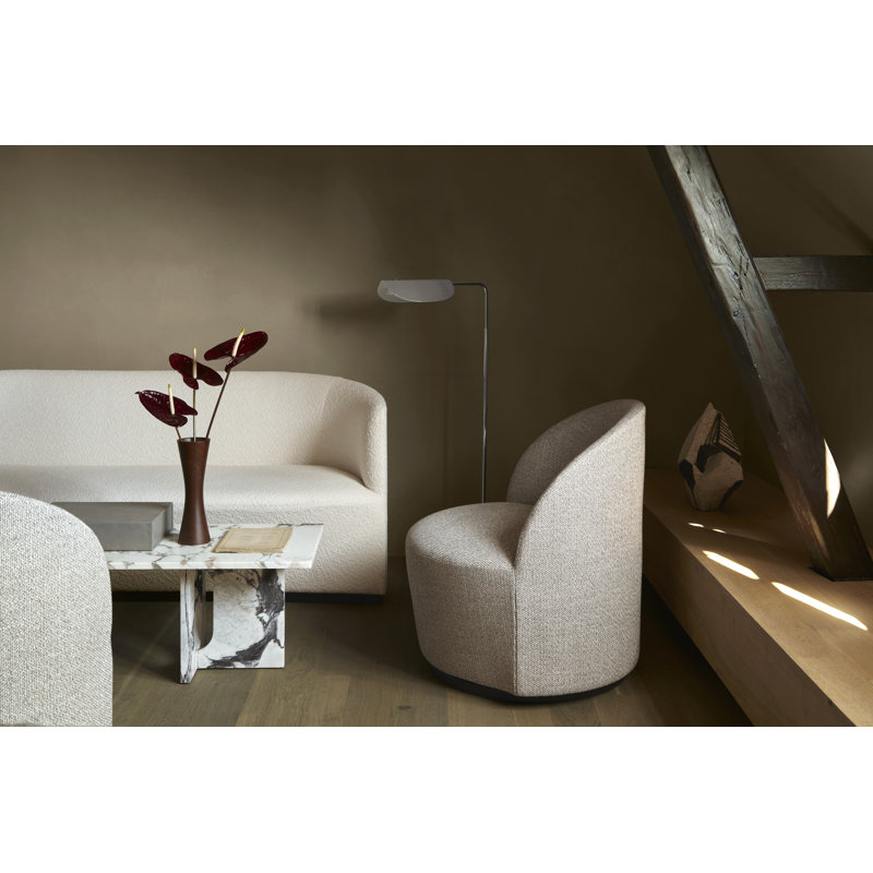 Tearoom Swivel Barrel Chair, Ivory Cotton Blend