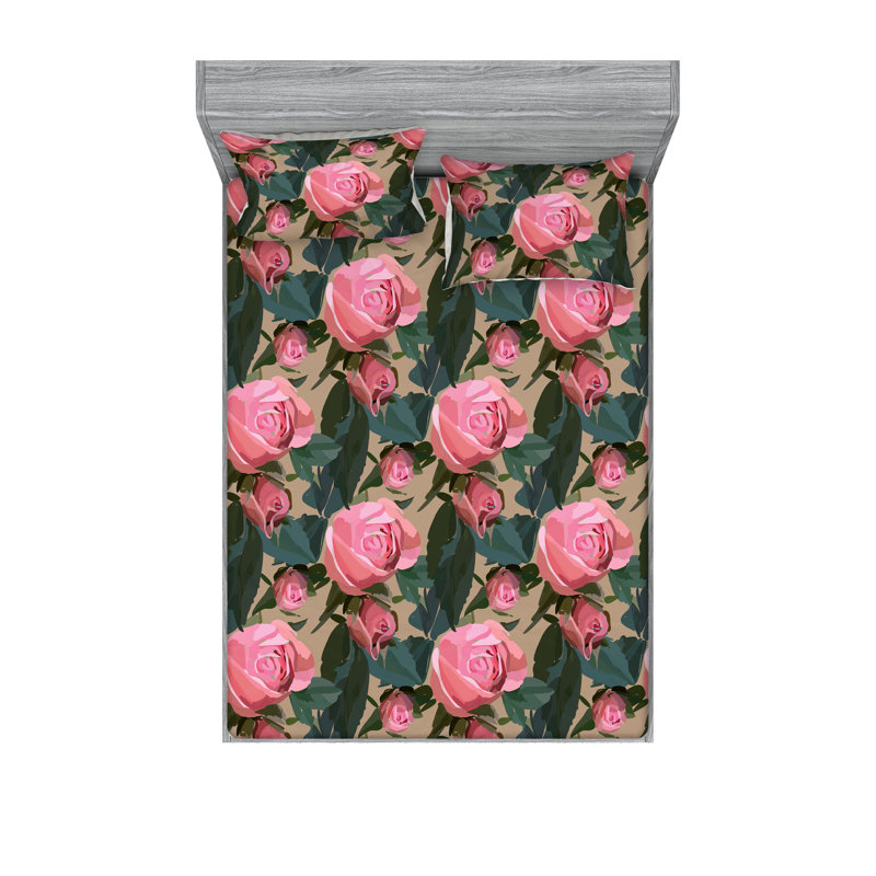 Drap-housse et taies décoratives 3 pièces Ambesonne, Ensemble de draps pour lit double avec 2 taies d'o