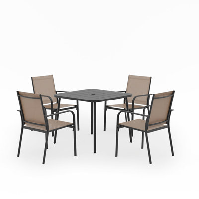 Ensemble repas extérieur en métal pour 4 personnes Aletza