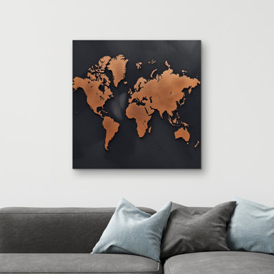 Rusted map - 32"x32" art on canvas