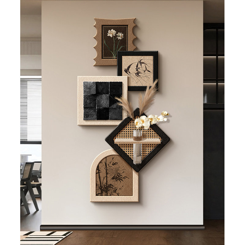 Art mural moderne en bois massif de grès, H 55,12 po x l 27,56 po