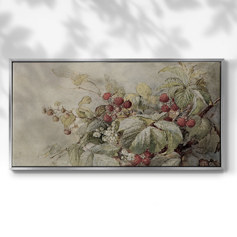 Botanical Series-CDL III- Toile tendue avec châssis tendue, prête à être accrochée, H 25 po x l 49 po, Argent argent