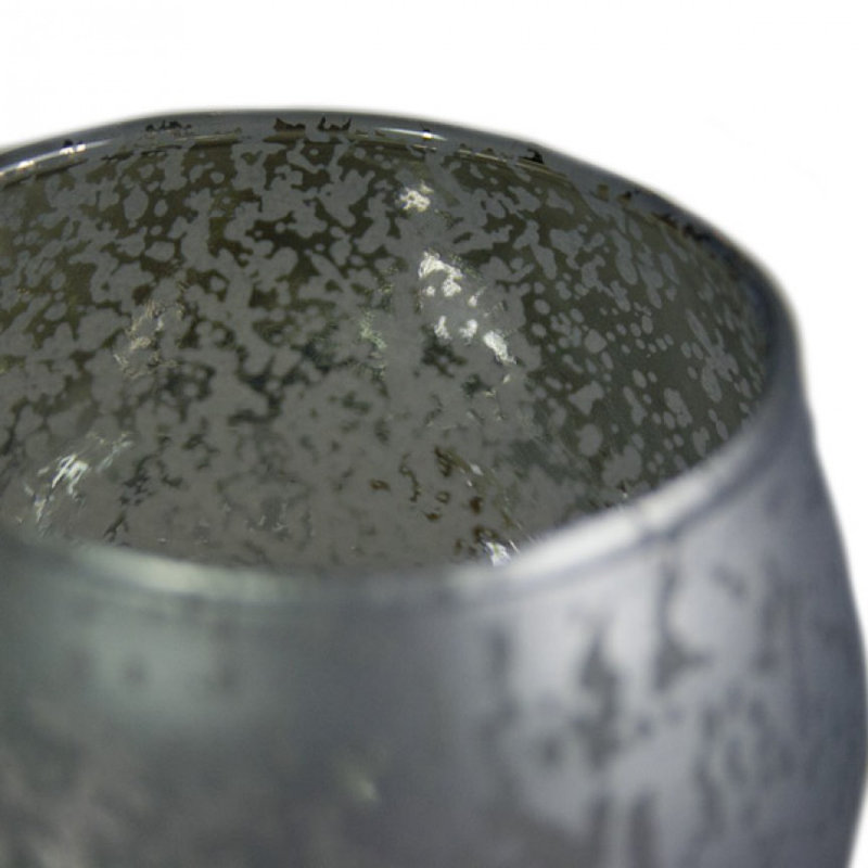 Glass Tabletop Tealight Holder, Pewter