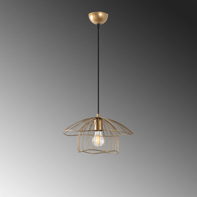 Elegant Gold Chandelier, 26.8 x 26.8 x 44.1 inches | Sturdy Metal Body, Ø13.8 x 6.3 inches Cap | 1 x E27 Socket (Max 40W), Bulb Not Included | Perfect for Living Room, Dining Room, and Entryway Decor | IP20 Rated for Indoor Use