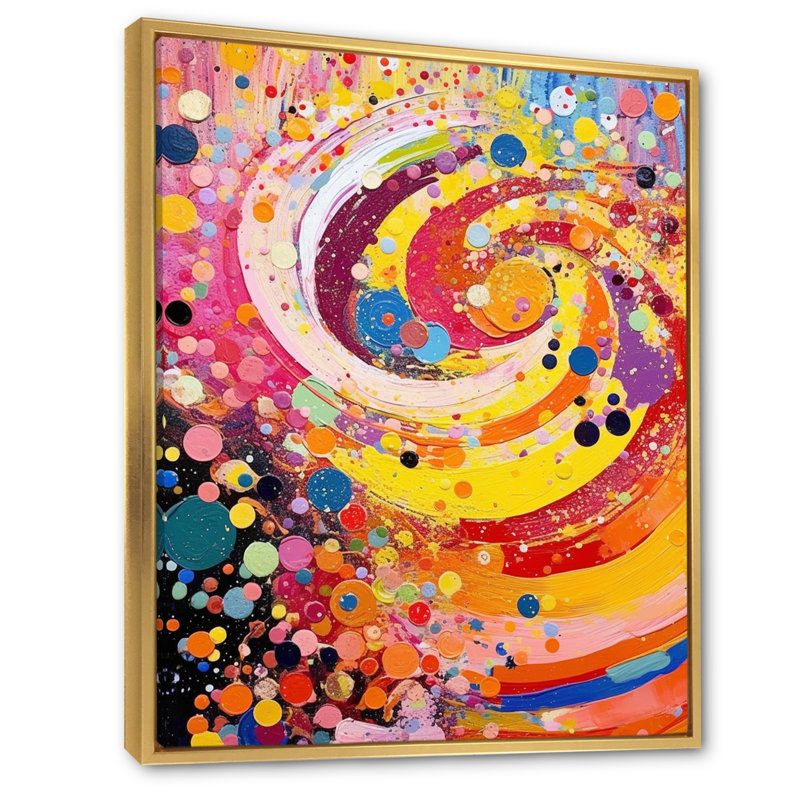 Printemps célébration abstraite, reproduction d'art sur toile, H 32 po x l 16 po x P 1 po, Cadre flottant doré