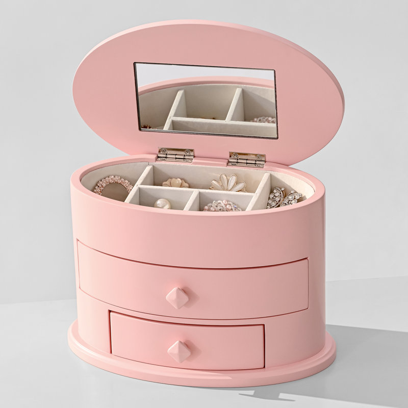 Boîte à bijoux de forme ovale, Rose