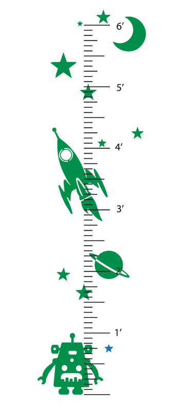 Décalcomanie murale espace robot de croissance, Vert clair