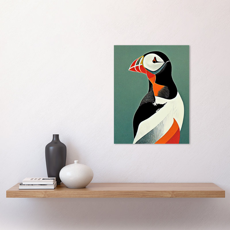 Bright Colourful Atlantic Puffin Bird - Print, Unframed, 40.5cm H x 30.5cm W