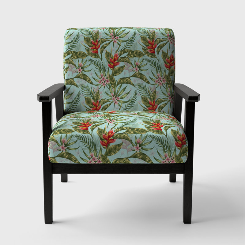 Fauteuil d'appoint Mid-Century en velours Henner - Tropical Foliage II - Velours