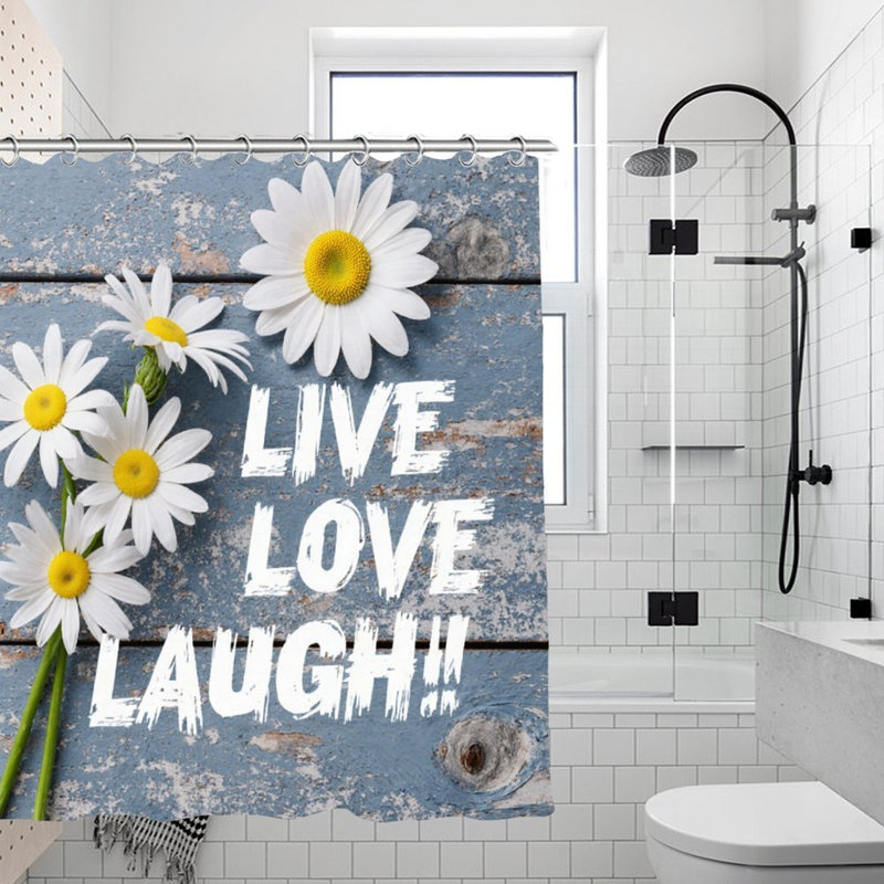 Rideaux de douche Daisy avec Live Love Laugh, 71 x 71