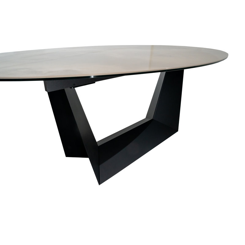 Bruge Oval Metal Base Dining Table