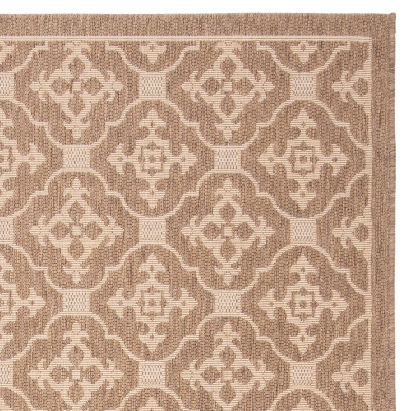 Aengus Geometric Brown/Creme Indoor/Outdoor Area Rug, Rectangle 5'3" x 7'7"