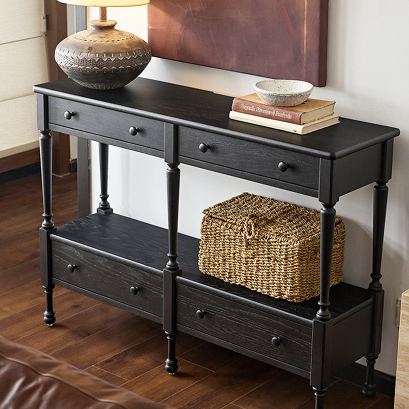 French style retro simple console table, Black
