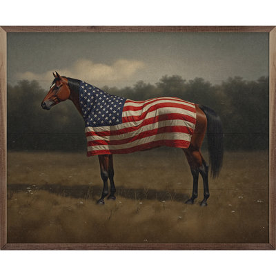 Cheval avec couverture drapeau