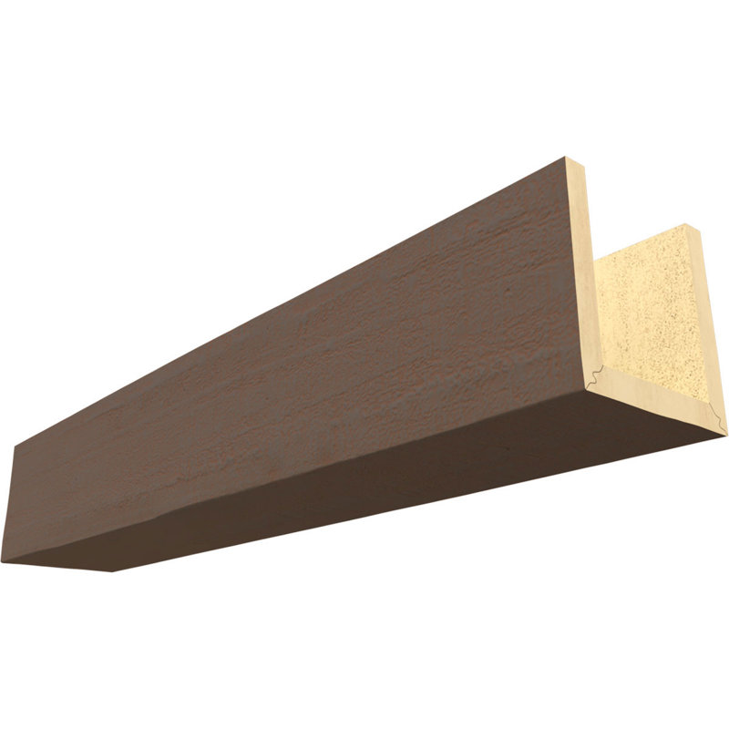Poutre de plafond 3 côtés en faux bois Endurathane Rough Cedar (poutre en U), 10"H x 4"W, Écorce de cèdre, 14 pi L