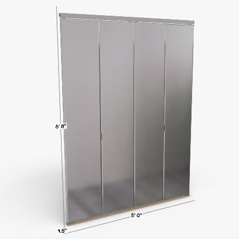 Porte pliante en miroir, Chrome, 60 po x 80 po, Poli