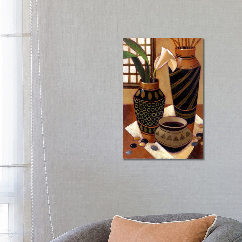 Still Life With African Bowl by Keith Mallett - Painting on Canvas, 66.04 cm H x 45.72 cm W, White Framed