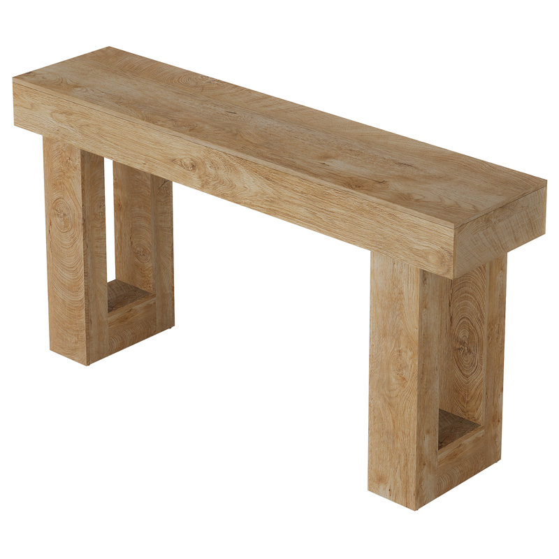 Natural Rectangular Console Table With Manufactured Wood Base For Versatile Entryway Spaces, Natural