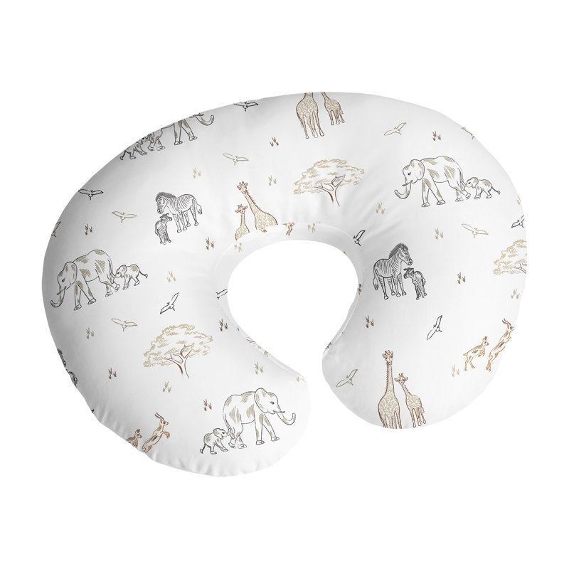 Nursing Breastfeeding Pillow Cover, Beige White Taupe, Animal Print