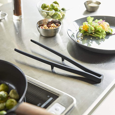 Yamazaki Home Silicone Kitchen Tongs, Tweezer Tongs, Silicone, Dishwasher Safe, Floating Design