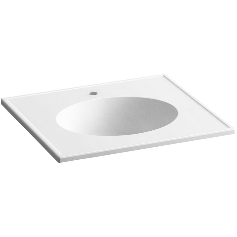 Lavabo de salle de bain rectangulaire en porcelaine vitrifiée avec trop-plein, Blanc