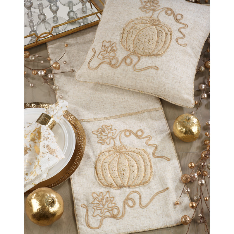 Jambi Embroidered Pumpkin Jute Table Runner