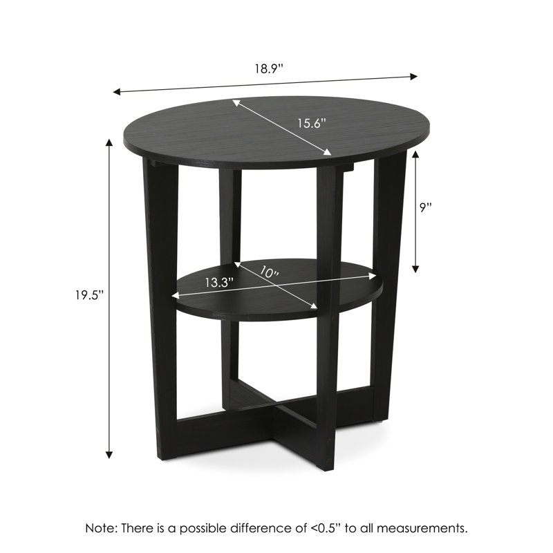 Ensemble de tables de bout ovales à pieds croisés avec rangement, Noyer foncé, Noyer foncé