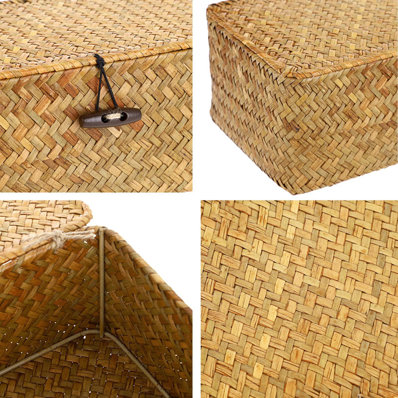 Bayou Breeze Aniel Seagrass Decorative Bin, Caramel