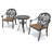 3-Piece Bistro 26.77" Round Dining Set with Umbrella Hole, 2 Stackable Chairs with Brown Cushions-1631240269