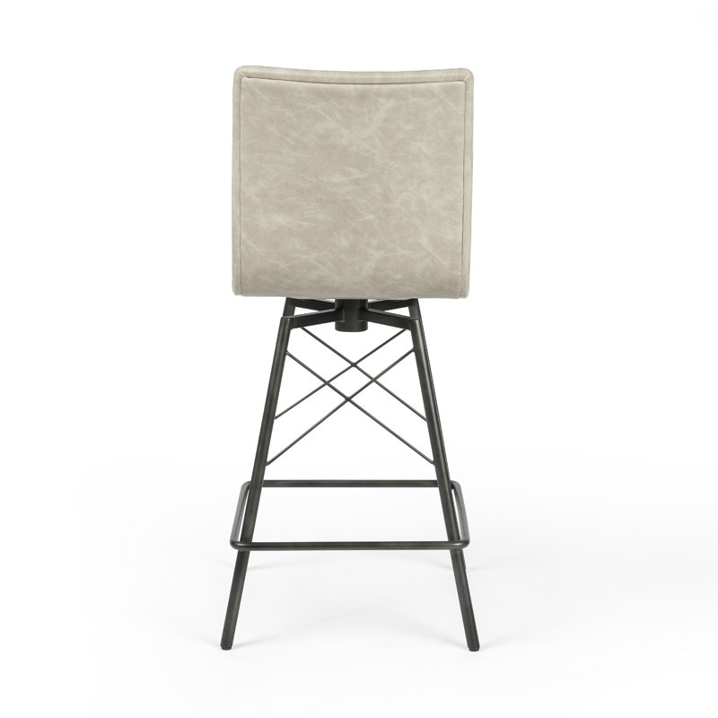 Rikhil Swivel Upholstered Counter Stool with Metal Frame, Sonoma Butterscotch Top Grain Leather