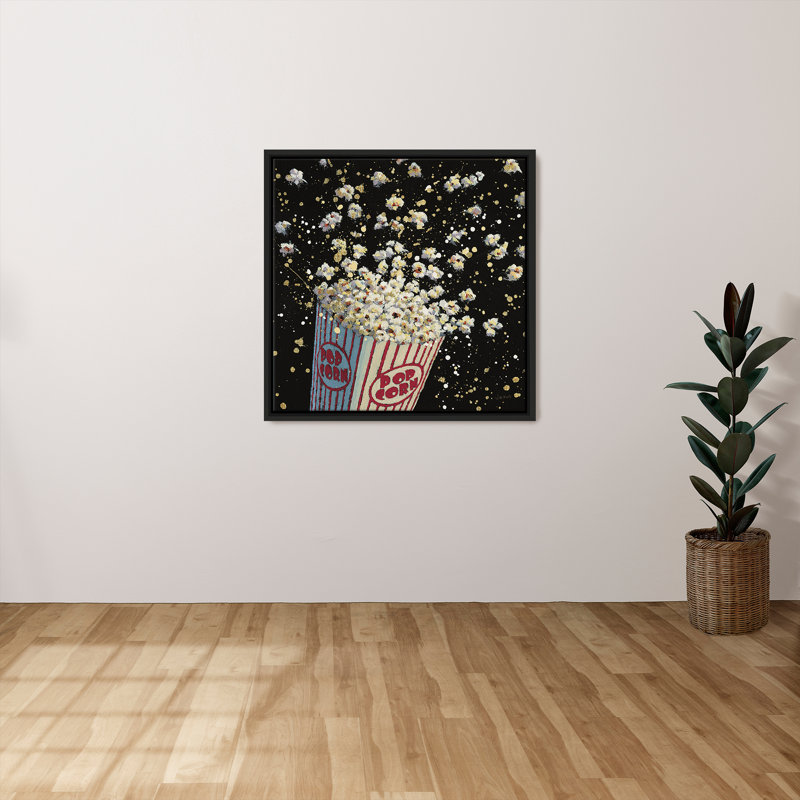 "Cinema Pop" by James Wiens Print on Canvas in a White Floater Frame, H 21,5 po x l 21,5 po, Noir
