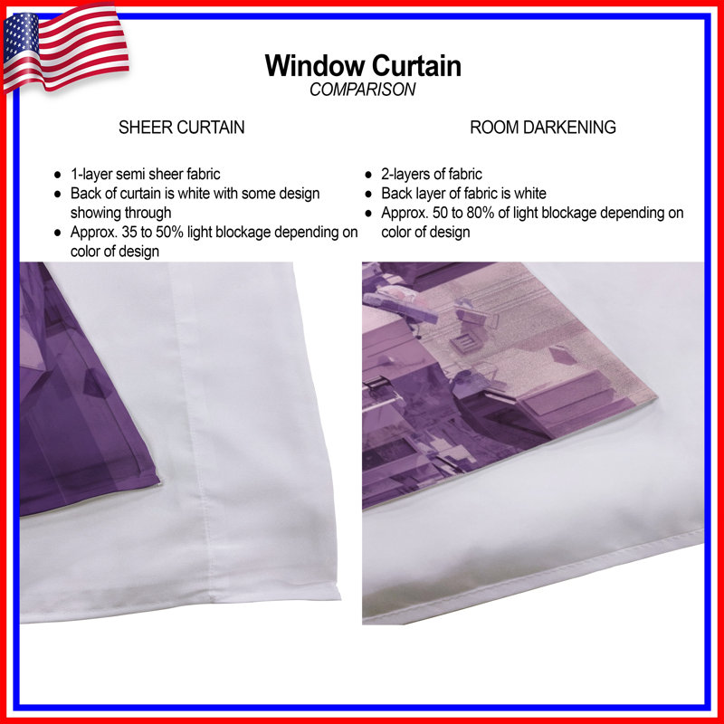 Rideaux géométriques mauves à motif géométrique mauve et obscurcissant - 2 panneaux, 80 po x 82 po - 2 panneaux