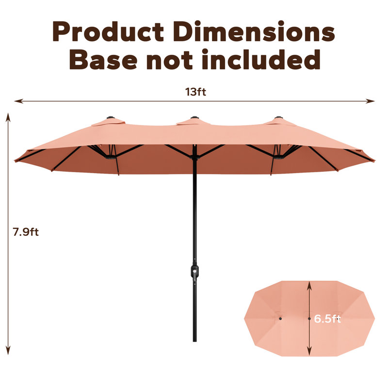 Parasol d'extérieur 13 pi double face, Rose