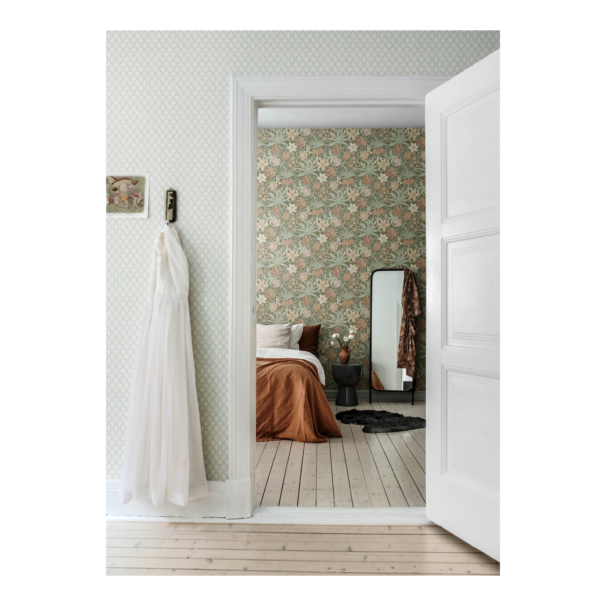Non-Pasted,Unpasted Floral Wallpaper, Blue