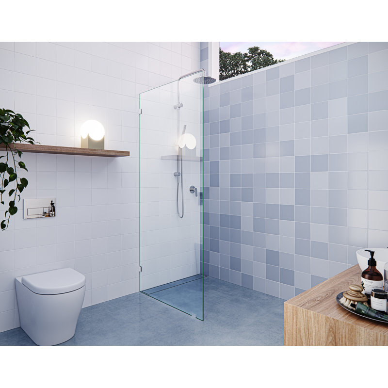 Vela 33 in. x 78 in. Fully Frameless Single Fixed Shower Panel, Polished Nickel