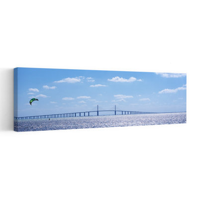 Bridge Across A Bay, Sunshine Skyway Bridge, Tampa Bay, Florida, Abstract Contemporary Architecture Beach Wall Art