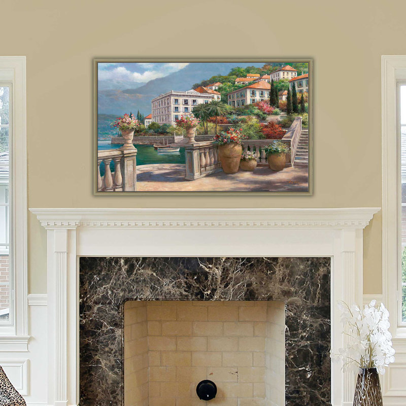 " Lago Di Como II " by T.C. Chiu, Champagne Floater Frame, 21.5" H x 33.5" W x 2" D